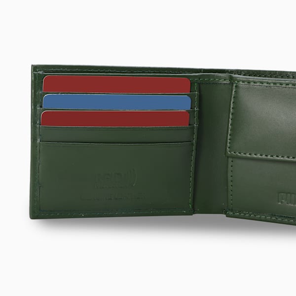 Cat Logo Leather Wallet, Teal Green, extralarge-IND