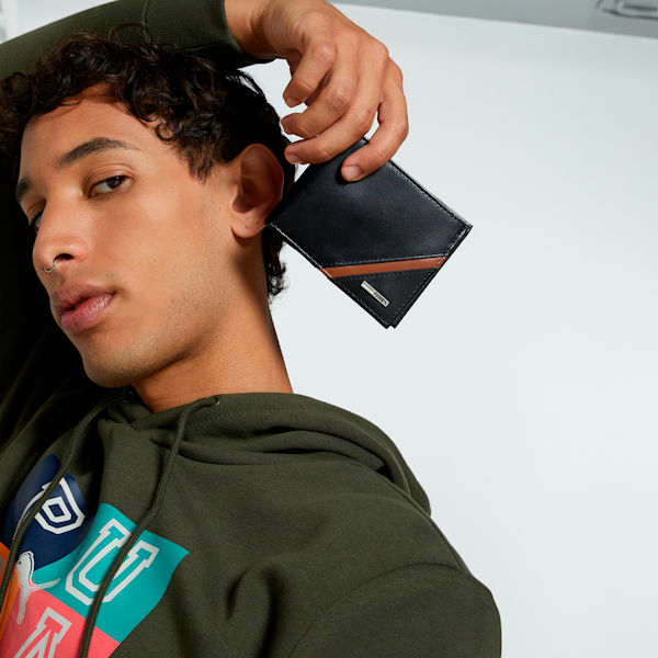 Metal World Logo Wallet, PUMA Black-Desert Tan, extralarge-IND