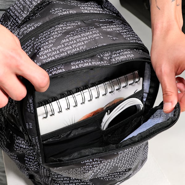 ACADEMY Printed Backpack, PUMA Black-Logo Lab AOP, extralarge-IND