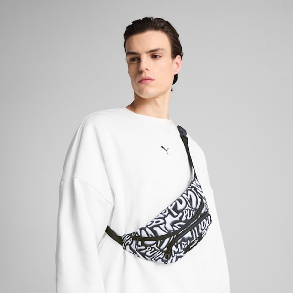 ACADEMY Printed Waist Bag, PUMA Black-Grafiti AOP, extralarge-IND