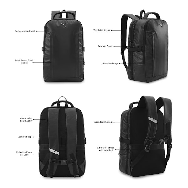 PUMA Travel V1 Spacious Expandable Backpack, PUMA Black, extralarge-IND