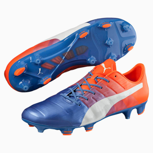evoPOWER 1.3 FG Football Boots, Blue Yonder-Puma White-Shocking Orange, extralarge-IND