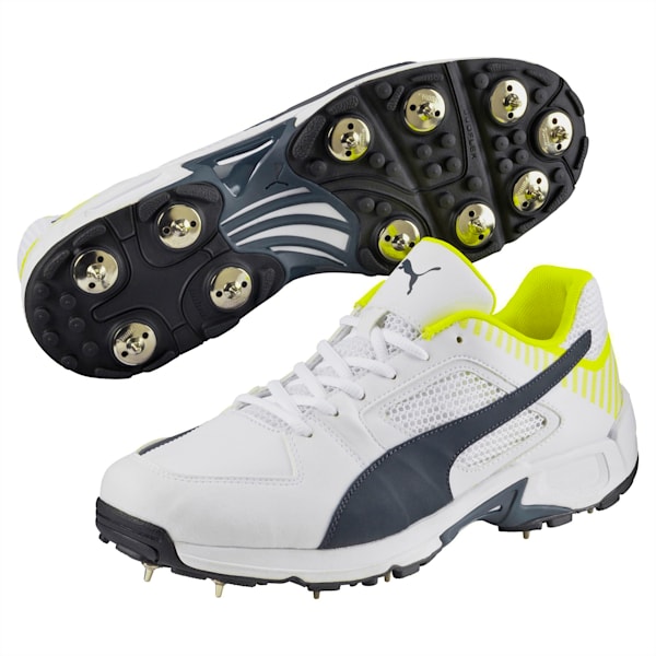 Team Full Spike  Cricket Boots, white-new navy-safety yellow, extralarge-IND