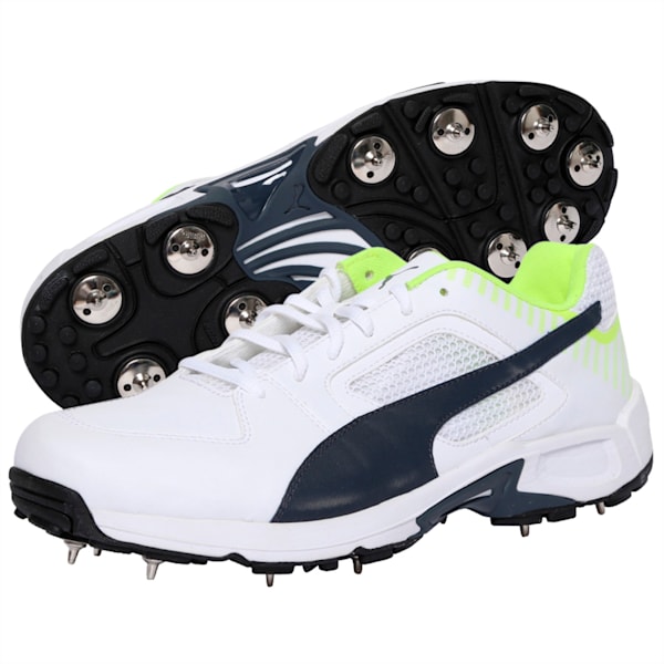 Team Full Spike  Cricket Boots, white-new navy-safety yellow, extralarge-IND