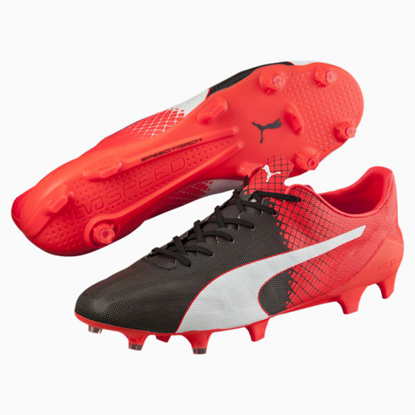 evoSPEED SL II FG Men's Football Boots, Puma Black-Puma White-Red Blast, extralarge-IND