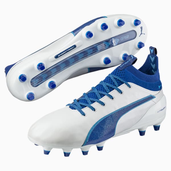 evoTOUCH 1 FG Men's Football Boots, Puma White-TRUE BLUE-BLUE DANUBE, extralarge-IND