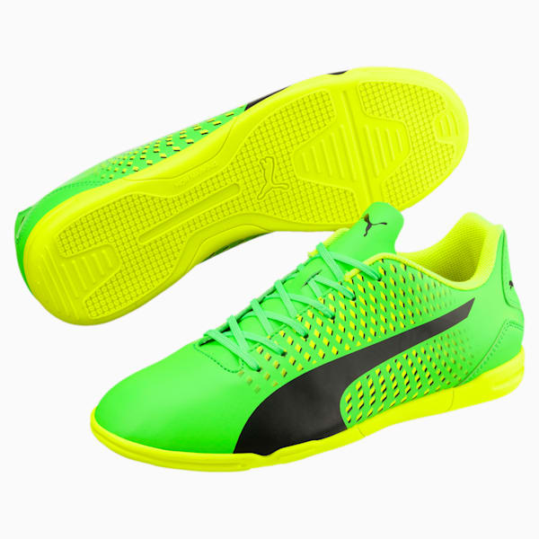 Adreno III IT Men's Indoor Court Shoes, Green Gecko-Puma Black-Safety Yellow, extralarge-IND