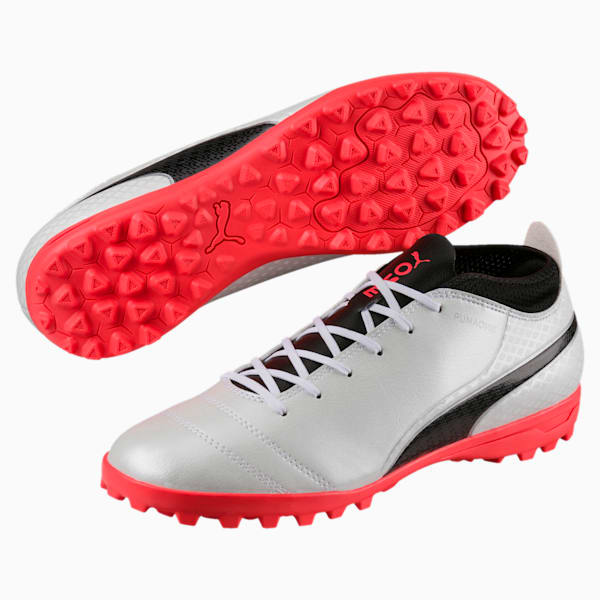 ONE 17.4 TT Men's Soccer Cleats, Puma White-Puma Black-Fiery Coral, extralarge