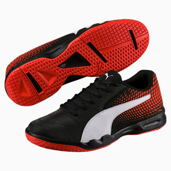 Veloz Indoor NG Training Shoes, Black-White-Cherry, extralarge-IND