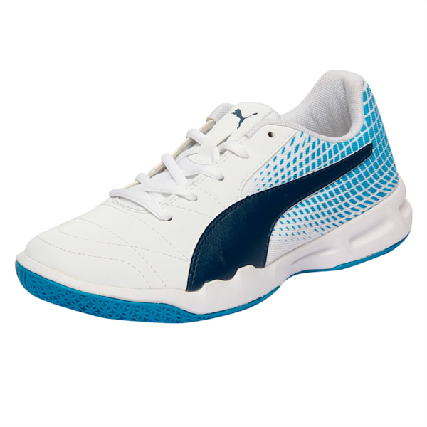 Veloz Indoor NG Kids' Training Shoes, White-Blue-Hawaiian, extralarge-IND