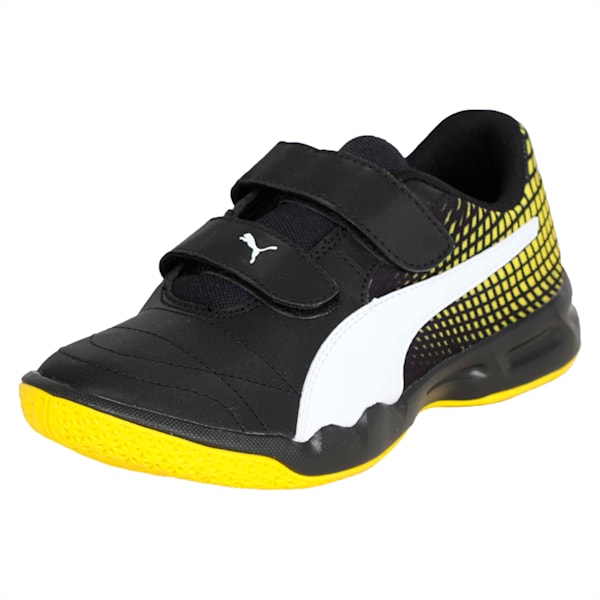 Veloz Indoor NG V Kids' Training Shoes, Black-White-Yellow, extralarge-IND