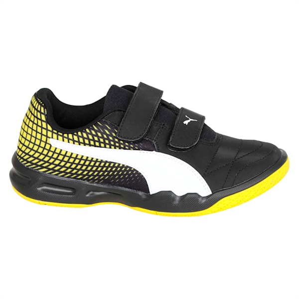 Veloz Indoor NG V Kids' Training Shoes, Black-White-Yellow, extralarge-IND