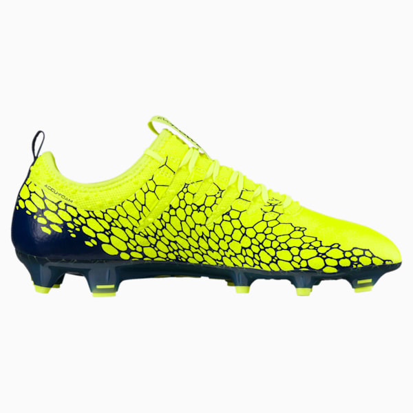 evoPOWER Vigor 1 Graphic FG Men's Firm Ground Soccer Cleats, Yellow-Silver-Blue, extralarge