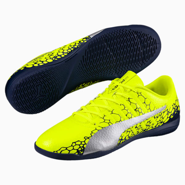 evoPOWER Vigor 4 Graphic IT Men's Indoor Court Shoes, Safety Yellow-Silver-Blue Depths, extralarge-IND