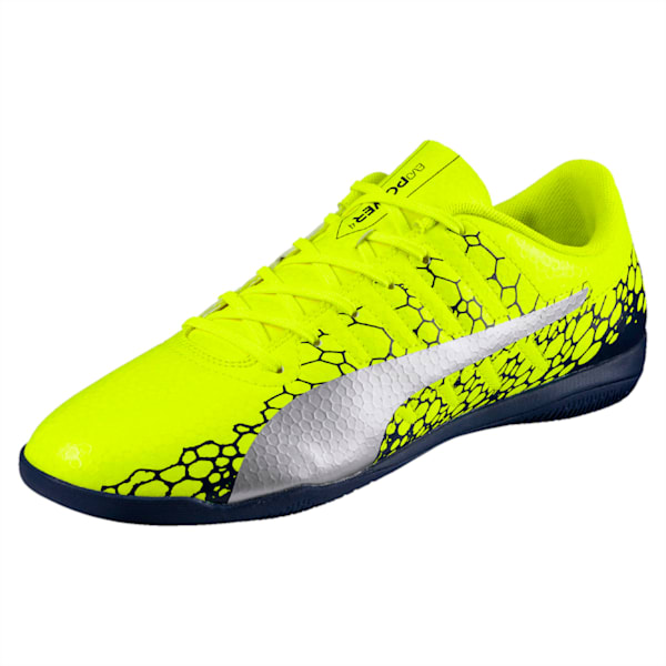 evoPOWER Vigor 4 Graphic IT Men's Indoor Court Shoes, Safety Yellow-Silver-Blue Depths, extralarge-IND