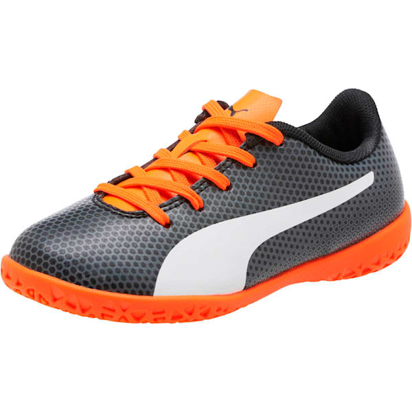 PUMA Spirit IT Soccer Shoes JR, Puma Black-Puma White-Shocking Orange, extralarge