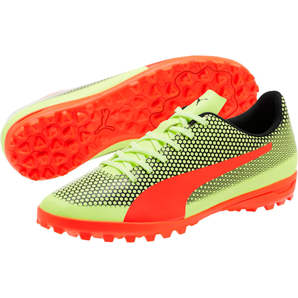 PUMA Spirit TT Turf Soccer Shoes, Fizzy Yellow-Red Blast-Puma Black, extralarge