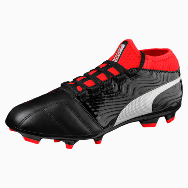 ONE 18.3 FG Men's Soccer Cleats, Puma Black-Puma Silver-Red Blast, extralarge