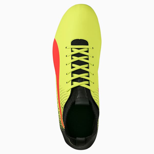 evoKNIT FG Men's Soccer Cleats, Fizzy Yellow-Red Blast-Puma Black, extralarge