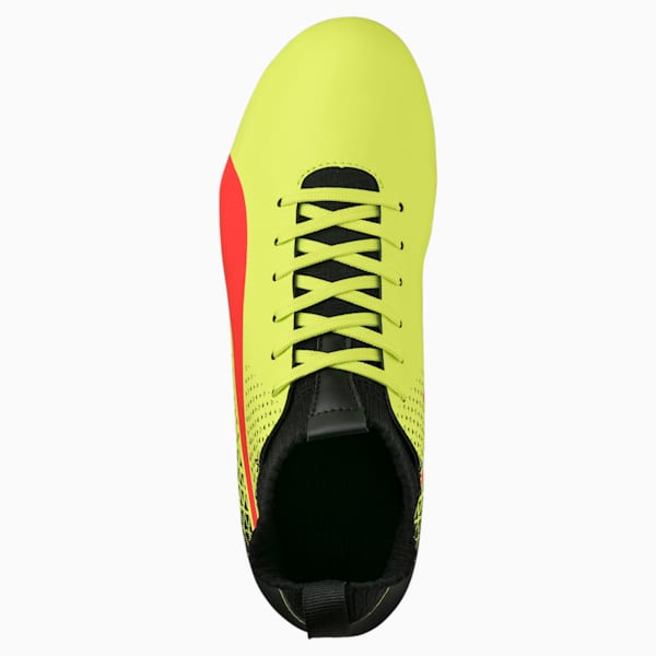 evoKNIT FG Soccer Cleats JR, Fizzy Yellow-Red Blast-Puma Black, extralarge