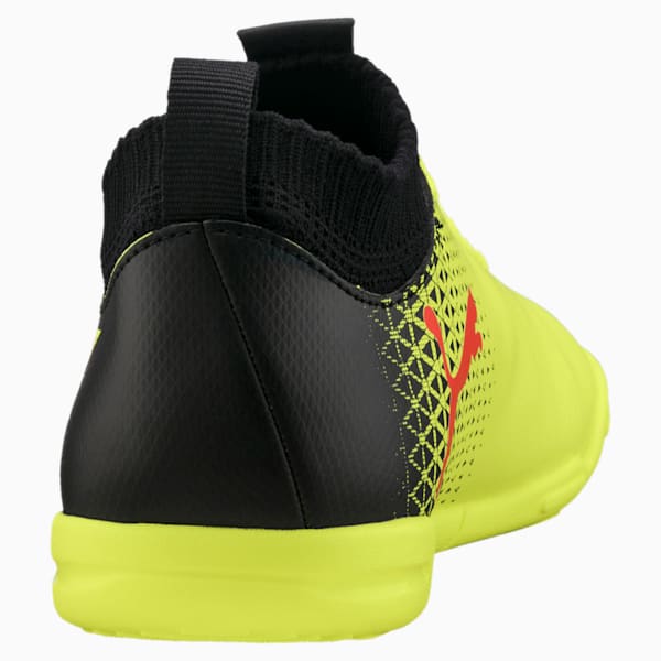 evoKNIT IT Soccer Shoes JR, Fizzy Yellow-Red Blast-Puma Black, extralarge