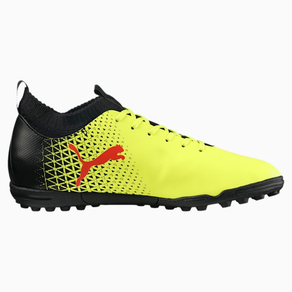 evoKNIT TT Men's Soccer Shoes, Fizzy Yellow-Red Blast-Puma Black, extralarge