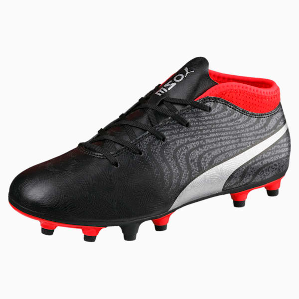 ONE 18.4 FG Soccer Cleats JR, Puma Black-Puma Silver-Red Blast, extralarge