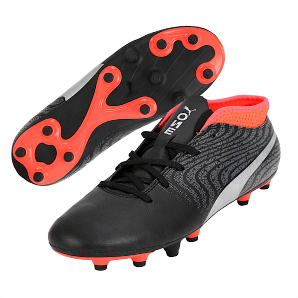 ONE 18.4 FG Kids' Football Boots, Black-Silver-Red, extralarge-IND