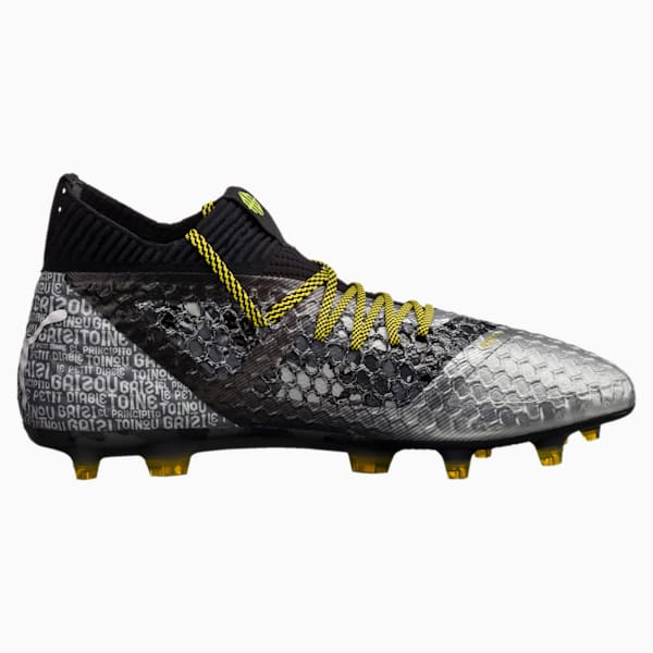 FUTURE 18.1 NETFIT Grizi FG/AG Men's Soccer Cleats, Black-Silver-Yellow, extralarge