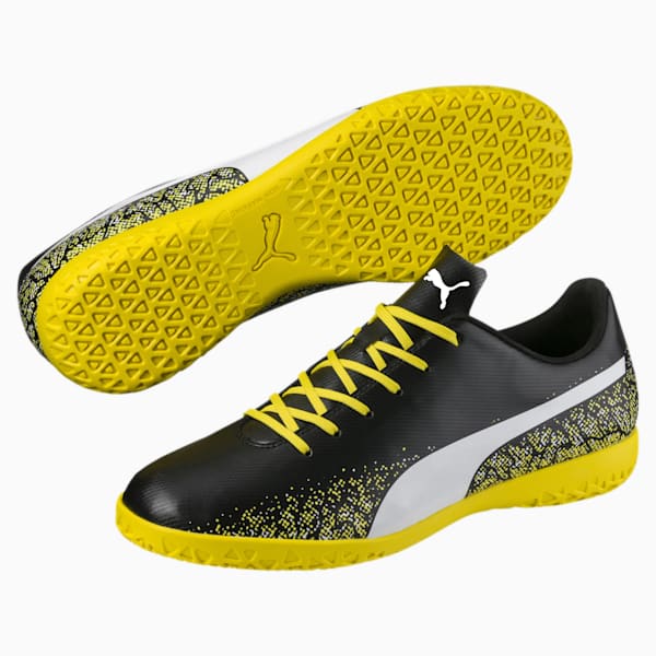 Truora IT Men's Indoor Court Shoes, Puma Black-Puma White-Blazing Yellow, extralarge-IND