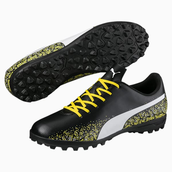 Truora TT Men's Football Boots, Black-White-Blazing Yellow, extralarge-IND