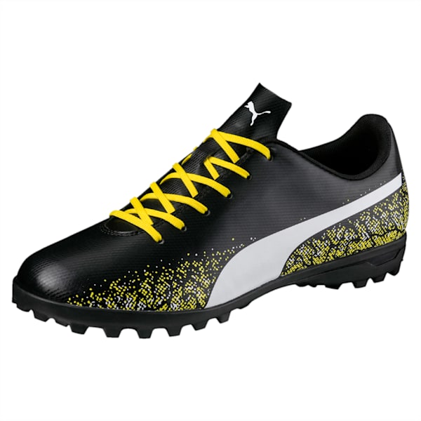 Truora TT Men's Football Boots, Black-White-Blazing Yellow, extralarge-IND