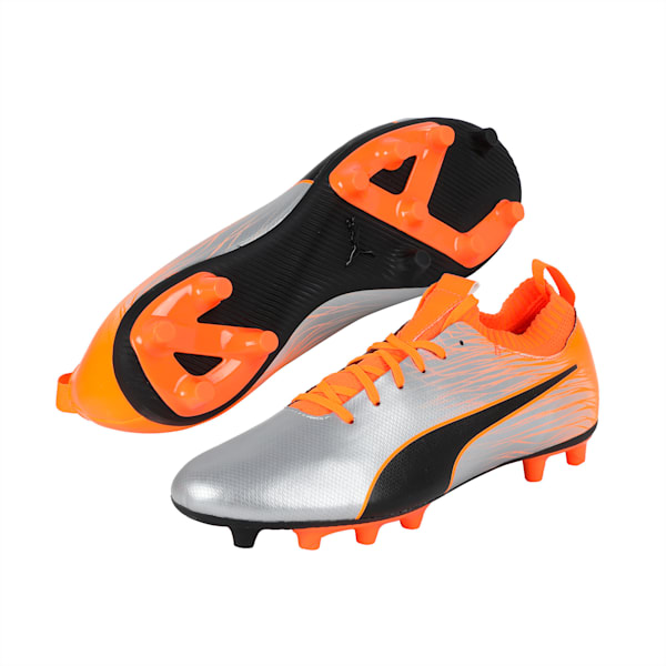evoKNIT FTB II FG Men's Football Boots, Puma Silver-Shocking Orange-Puma Black, extralarge-IND
