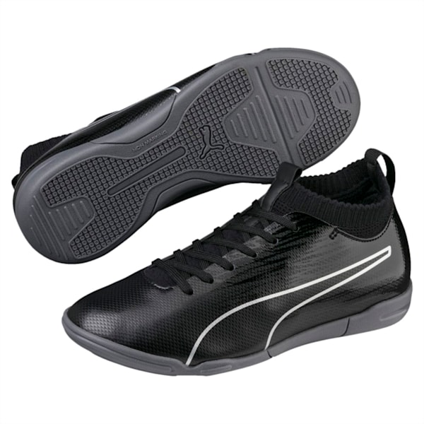 evoKN Youth Indoor Indoor Sports Shoes, Black-Black-Silver, extralarge-IND
