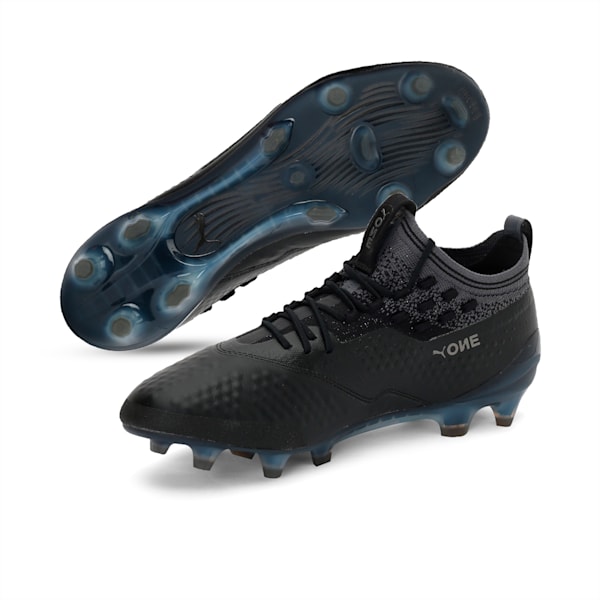 PUMA ONE 1 Leather FG/AG Men's Football Boots, Black-Black-Black