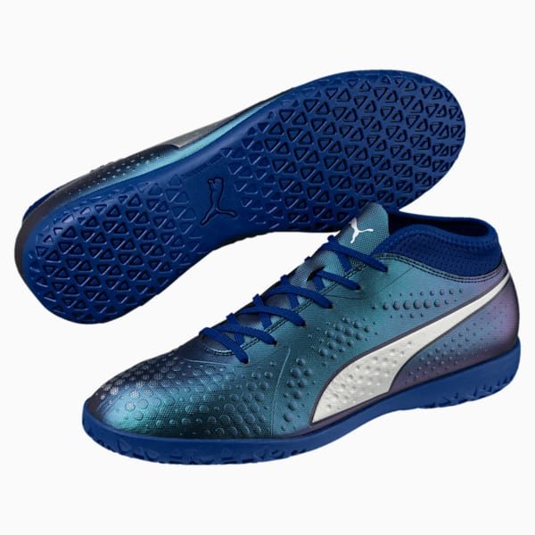PUMA ONE 4 Synthetic IT Indoor Court Shoes, Sodalite Blue-Silver-Peacoat, extralarge