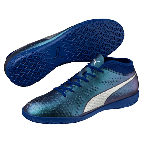PUMA ONE 4 Synthetic IT Indoor Court Shoes, Sodalite Blue-Silver-Peacoat, extralarge-IND