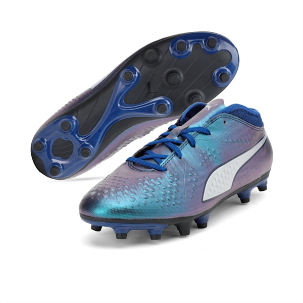 PUMA ONE 4 Synthetic FG Kids' Football Boots, Sodalite Blue-silver-peacoat, extralarge-IND