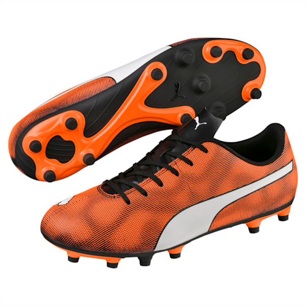 Rapido FG Men's Football Boots, Black-Orange-White, extralarge-IND