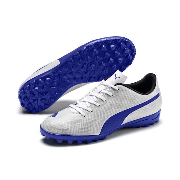 Rapido TT Men’s Soccer Cleats, Puma White-Royal Blue-Light Gray, extralarge