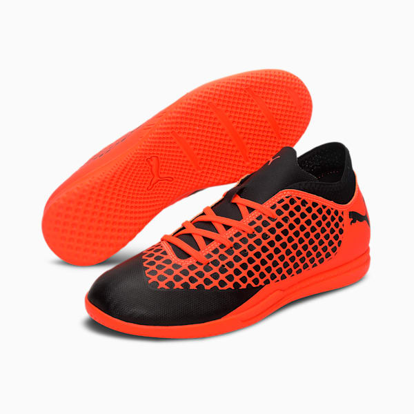 FUTURE 2.4 Youth Indoor Turf Football Boots, Black-Orange