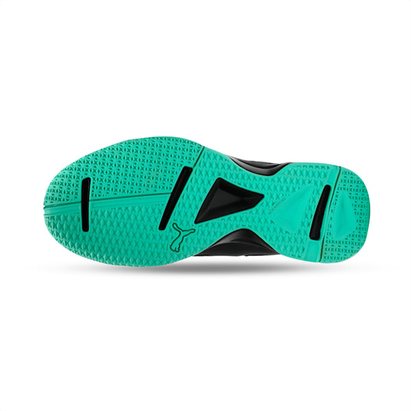 Tenaz Kids' Indoor Teamsport Shoes, Black-White-Green, extralarge-IND