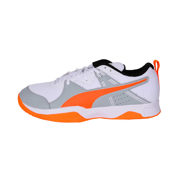 PUMA Stoker.18 Indoor Training Shoes, Puma White-Quarry-Shocking Orange, extralarge-IND