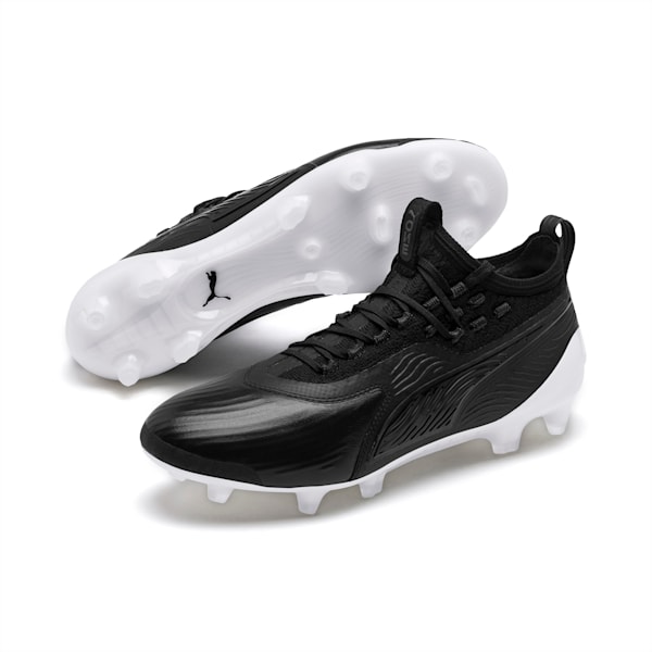 PUMA ONE 19.1 evoKN FG/AG Men's Football Boots, Puma Black-Puma Black-White, extralarge-IND