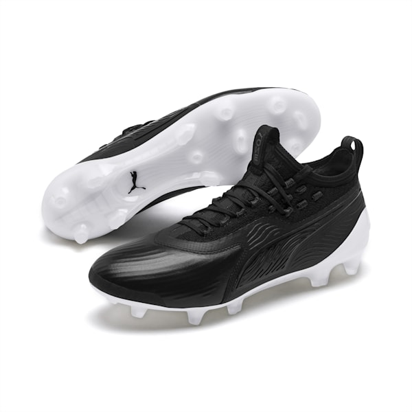 PUMA ONE 19.1 evoKN FG/AG Men's Football Boots, Puma Black-Puma Black-White, extralarge
