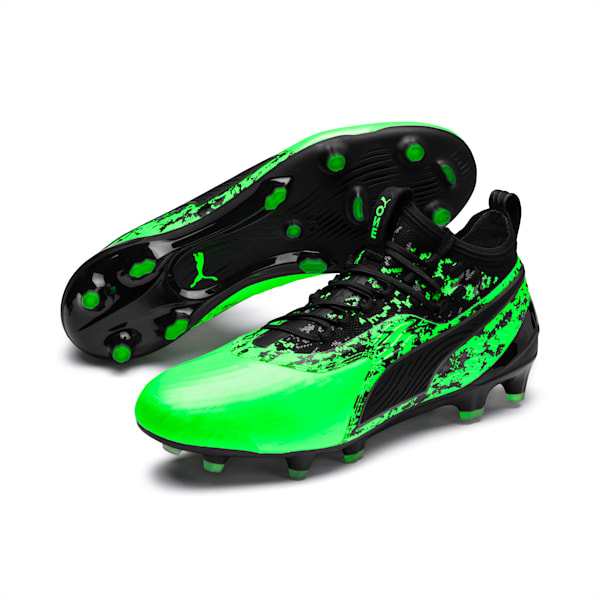 PUMA ONE 19.1 evoKN FG/AG Men's Football Boots, Green Gecko-Black-Gray
