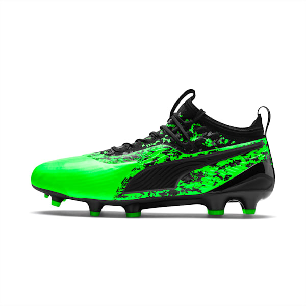 PUMA ONE 19.1 evoKNIT FG/AG Men's Football Boots, Green Gecko-Black-Gray