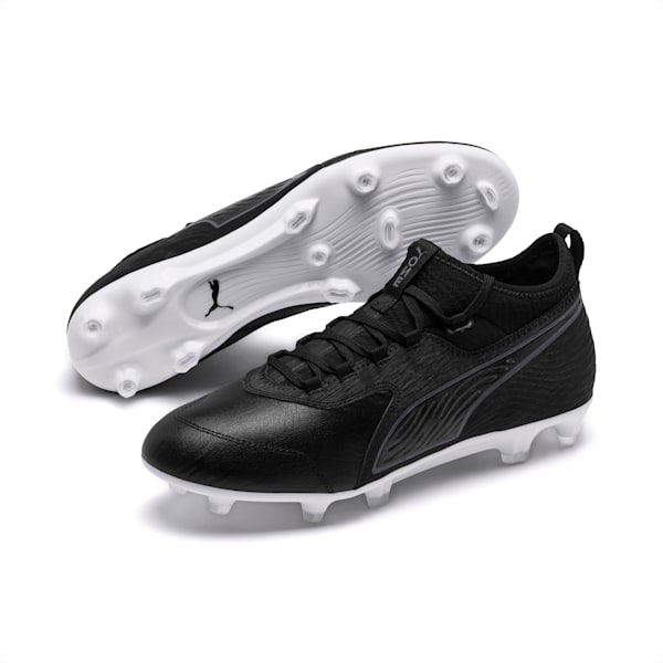 PUMA ONE 19.3 FG/AG Men’s Soccer Cleats, Puma Black-Puma Black-Puma White, extralarge