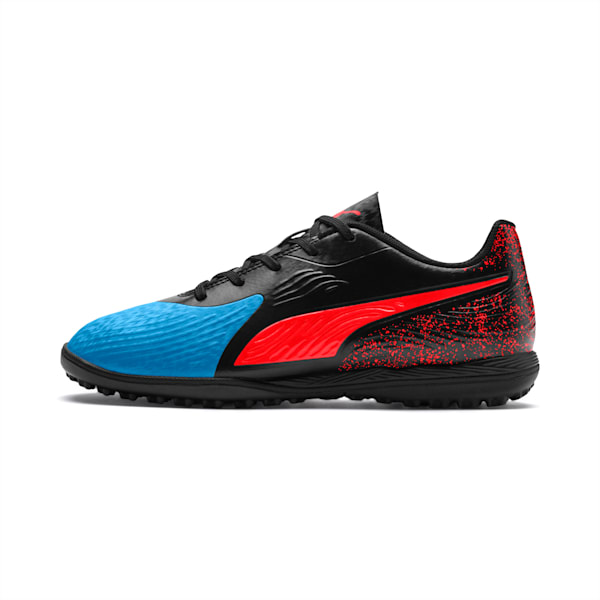 PUMA ONE 19.4 TT Soccer Shoes JR, Bleu Azur-Red Blast-Puma Black, extralarge