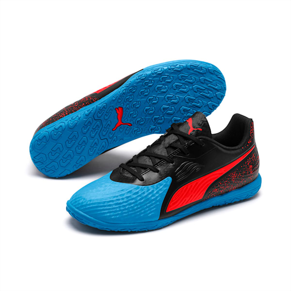 PUMA ONE 19.4 IT Soccer Shoes JR, Bleu Azur-Red Blast-Puma Black, extralarge